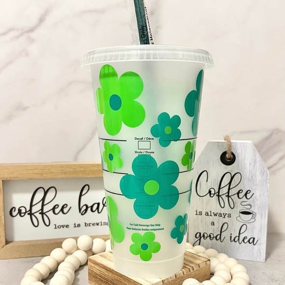 💚Green Retro Daisy Starbucks Cup💚 - Picture 4 of 4